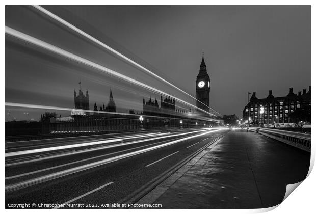 London Light Trails Print by Christopher Murratt