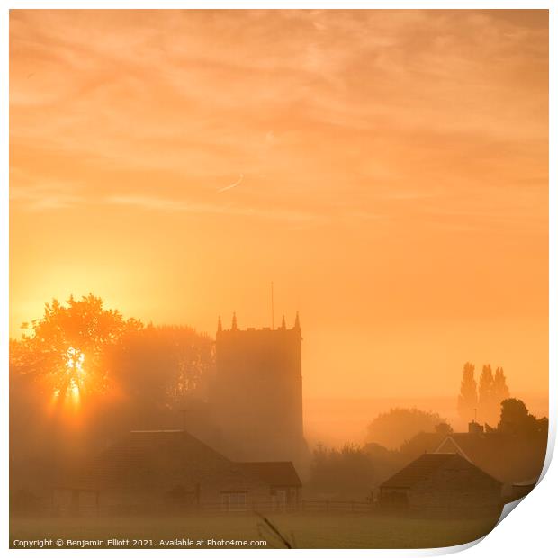 Warsop sunrise Print by Benjamin Elliott