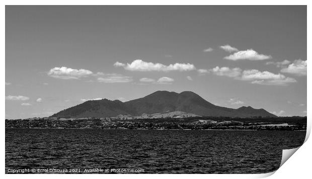 Lake Taupo New Zealand iconic mountain range Print by Errol D'Souza