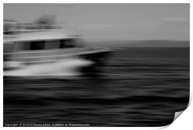 Speeding Yacht - Black and White Print by Errol D'Souza