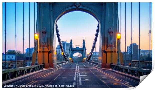 Hammersmith Bridge Sunrise Print by James Brodnicki