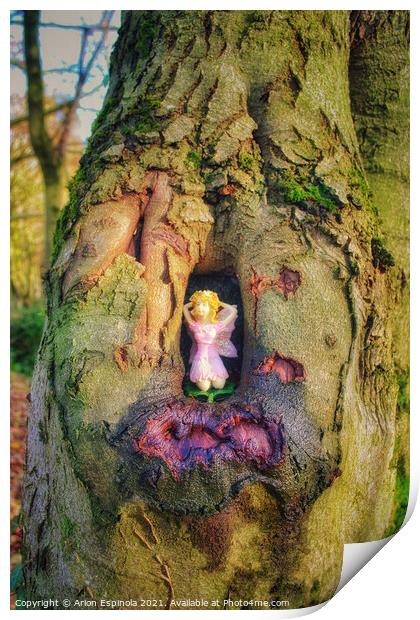 Fairy on the tree Print by Arion Espinola