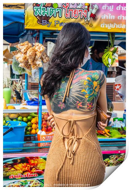 A woman from Thailand with a tattoo on her back Print by Wilfried Strang