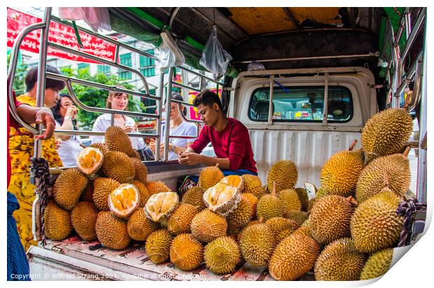 Durian for Sale in the Streets of Yangon Myanmar B Print by Wilfried Strang