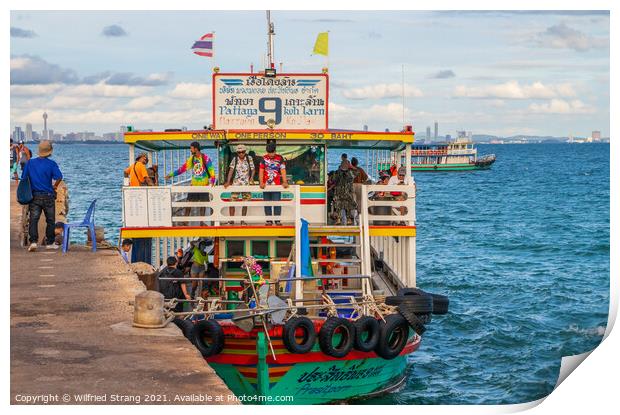 a ferry boat at the Pier of the Thai Island Koh Larn Thailand Asia Print by Wilfried Strang