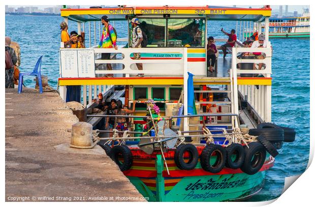 a ferry boat at the Pier of the Thai Island Koh Larn Thailand Asia Print by Wilfried Strang