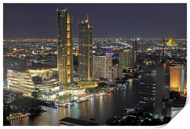 Bangkok Metropolis Thailand Asia, view to the cityscape in the Night Print by Wilfried Strang