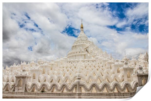 Hsinbyume Pagoda in Mandalay Mingun Myanmar Burma Print by Wilfried Strang