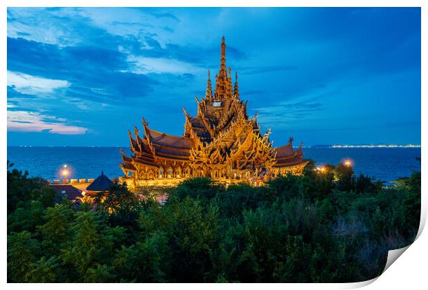 The Sanctuary of Truth Museum in Pattaya District Chonburi Thailand Asia Print by Wilfried Strang