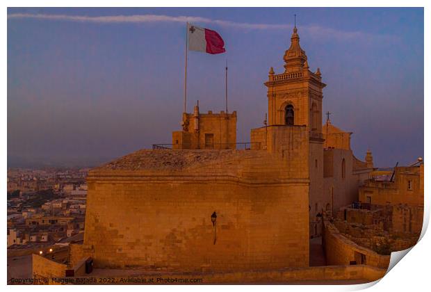 Sunrise at the Citadel Gozo Malta. Print by Maggie Bajada