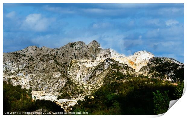 Beautiful Mountains of Carrara in Tuscany, Italy Print by Maggie Bajada
