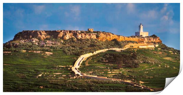 Landscape of Gozo Hill walking towards the White L Print by Maggie Bajada