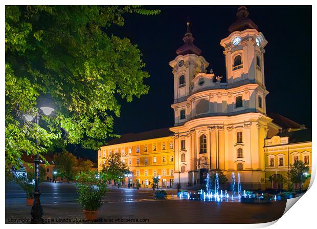 Night Street Photography of Dobo Square in Eger, Hungary. Print by Maggie Bajada