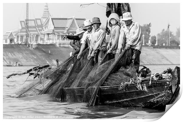 Fishing the Tonle Sap River Print by Ian Miller