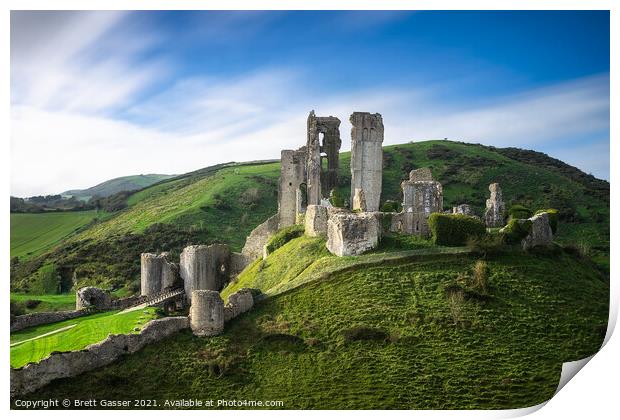 Corfe Castle Print by Brett Gasser