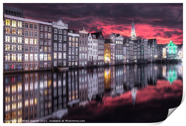 Amsterdam Canal Sunset Print by Brett Gasser