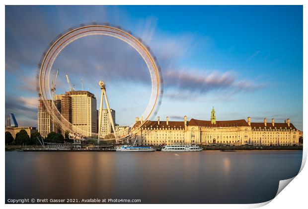 London Eye Sunset Print by Brett Gasser