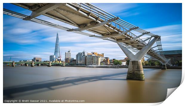 The Shard framed beneath Millennium Bridge Print by Brett Gasser