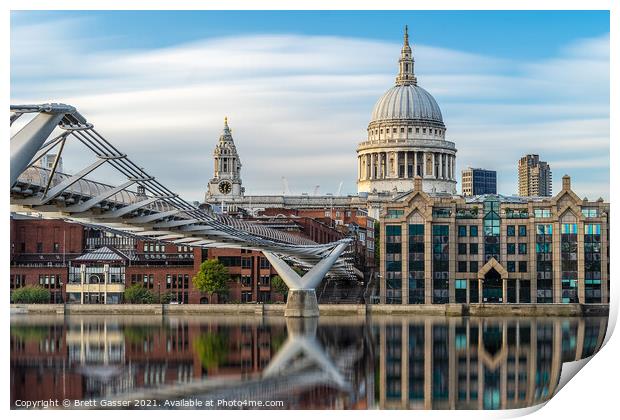 St Pauls Cathedral and Millennium Bridge  Print by Brett Gasser