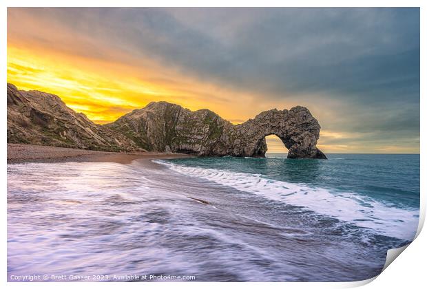 Durdle Door Sunrise with Rogue Wave! Print by Brett Gasser