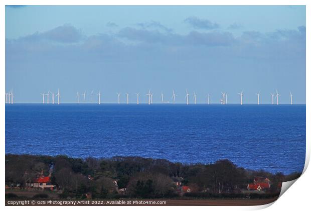 Wind Turbines Weybourne Print by GJS Photography Artist