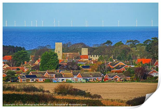 Golden All Saints Church Weybourne Norfolk Print by GJS Photography Artist