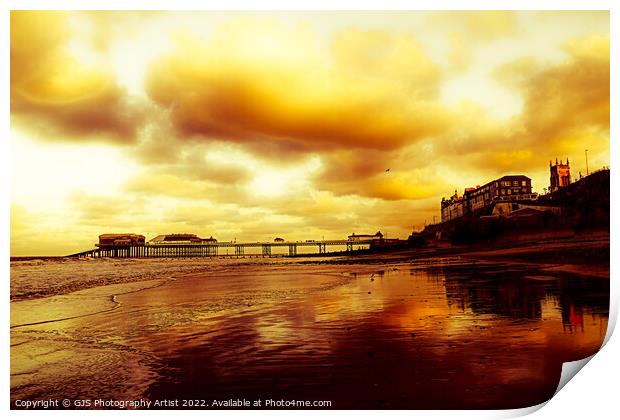 Cromer in Vibrant Orange Sunset Print by GJS Photography Artist