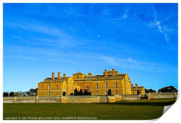 Holkham Hall Side View and Moon  Print by GJS Photography Artist