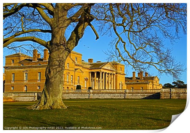 Holkham Hall and the Tree Print by GJS Photography Artist