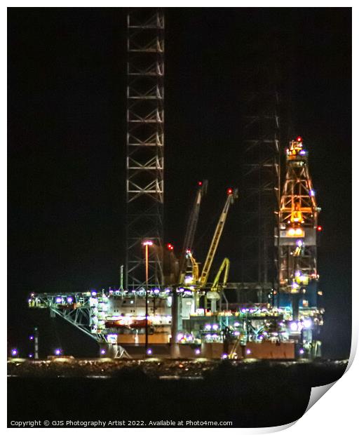 Rig All Lit Up  Print by GJS Photography Artist