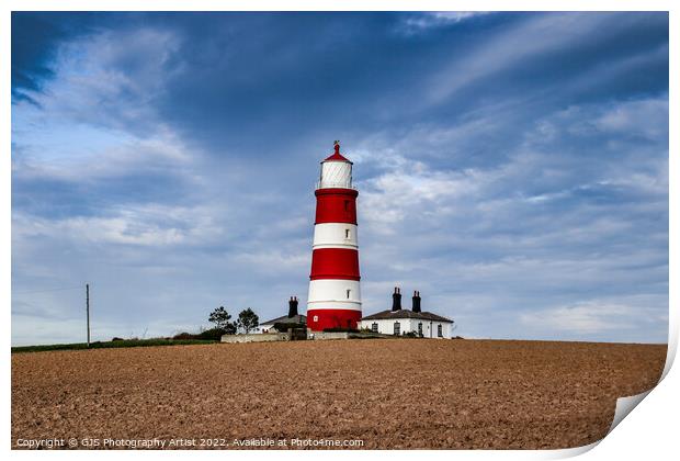 Happisburgh Lighthouse Top of Hill Print by GJS Photography Artist