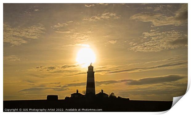 Orange Glows Over the Lighthouse Print by GJS Photography Artist