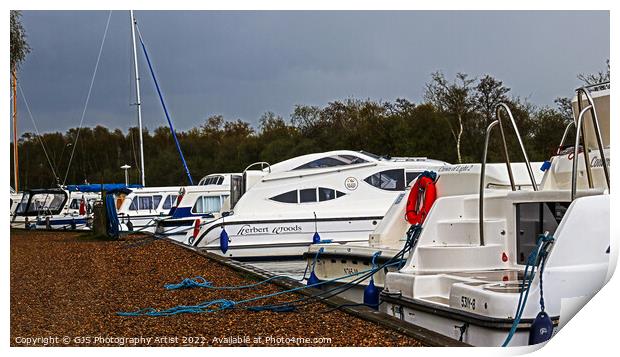 All Moored up ready for the storms Print by GJS Photography Artist