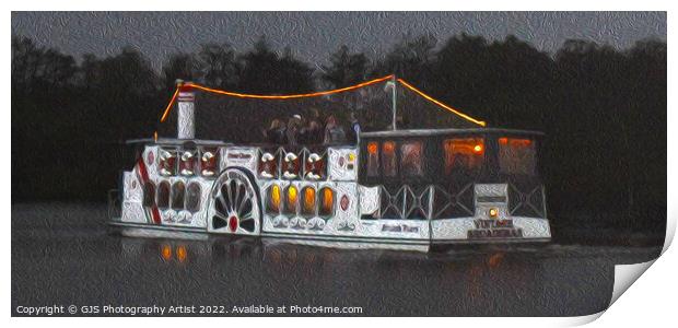 Vintage Broadsman Party Paddle Boat in Oil Print by GJS Photography Artist