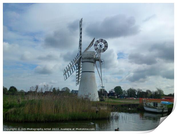 Thurne Windmill From a Boat Print by GJS Photography Artist