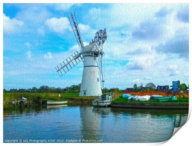 Thurne Windmill in Oil Print by GJS Photography Artist