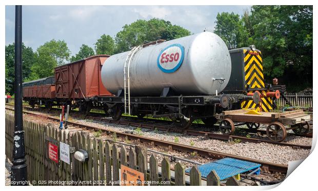 Tanker and Wooden Wagons Print by GJS Photography Artist