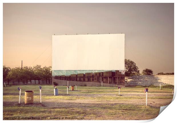 Galaxy Drive-In Movie Theatre Print by Andrew Bishop