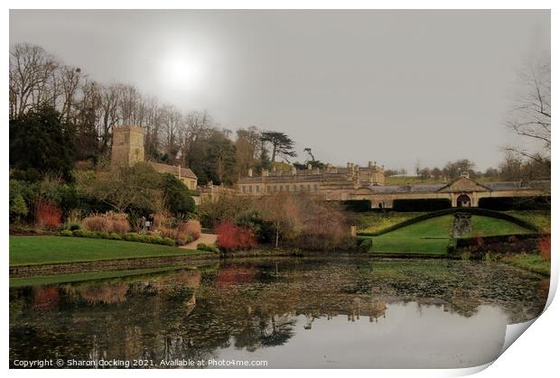 Dyrham park, house and lake. Print by Sharon Cocking