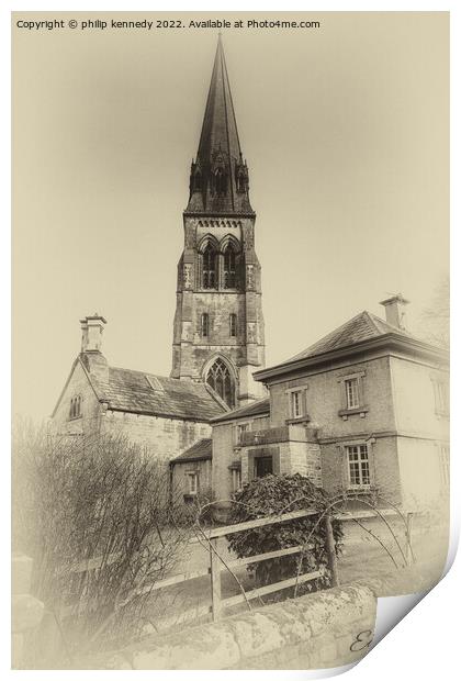 St Peter's Church at Edensor  Print by philip kennedy