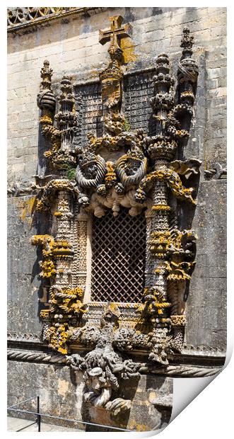 Stunning carvings of the Manueline Window of the Convent of Chri Print by Antonio Ribeiro