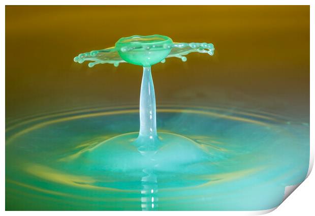 Water Drop Collision in Green Print by Antonio Ribeiro