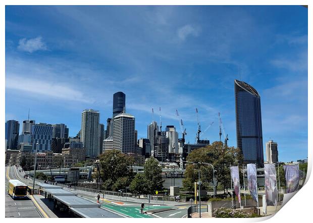 Brisbane Central Business District Print by Antonio Ribeiro