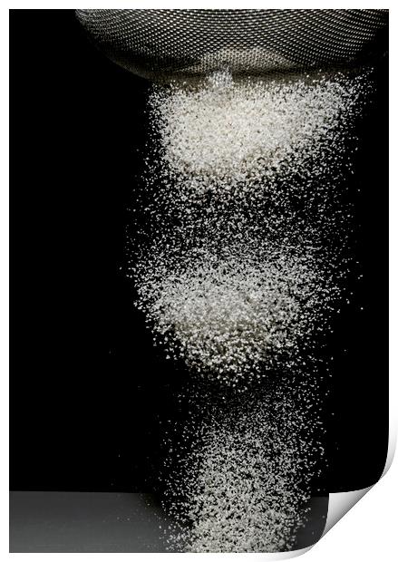 Sifting Flour on Black Background Print by Antonio Ribeiro