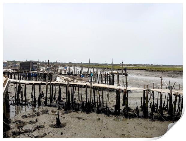 Carrasqueira Palafitic Pier during Low Tide Print by Antonio Ribeiro