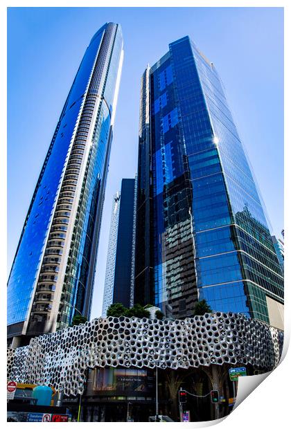 Brisbane Tall Buildings of the City Center Print by Antonio Ribeiro