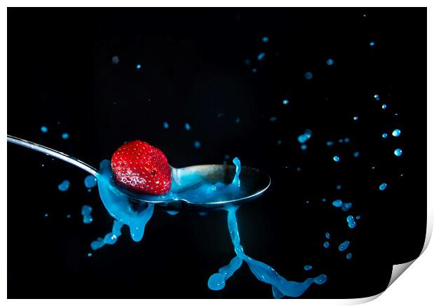 Strawberry Splash Print by Antonio Ribeiro