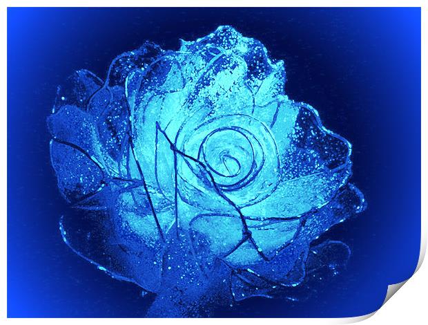 Blue Crystal Rose R 2D Print by Ferenc Kalmar