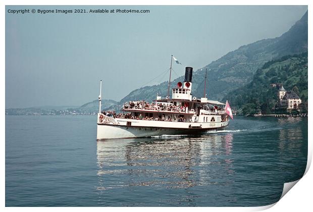 Paddle Steamer Gallia Lake Lucerne Switzerland 1960s Print by Bygone Images