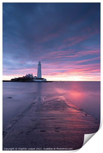 st marys lighthouse Print by stephen cooper